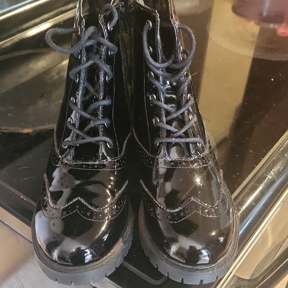 Black Patent Combat Boots